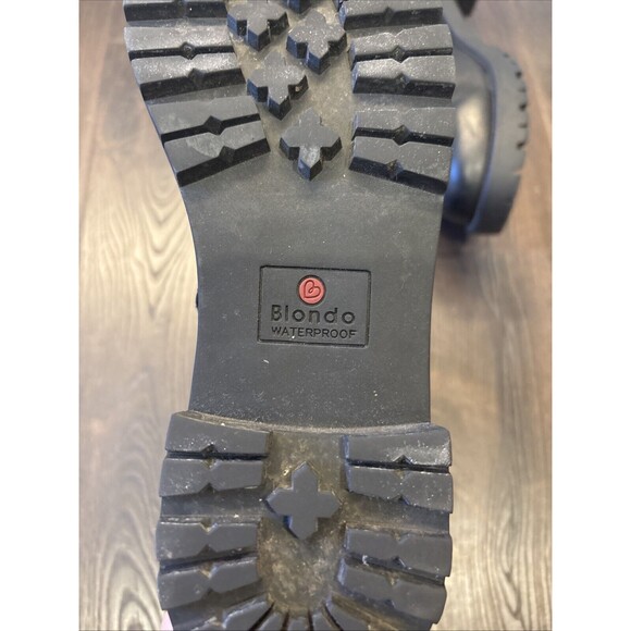 BLONDO Mable Black Leather Moto Double Buckle Waterproof Boots 8.5M - Picture 8 of 11